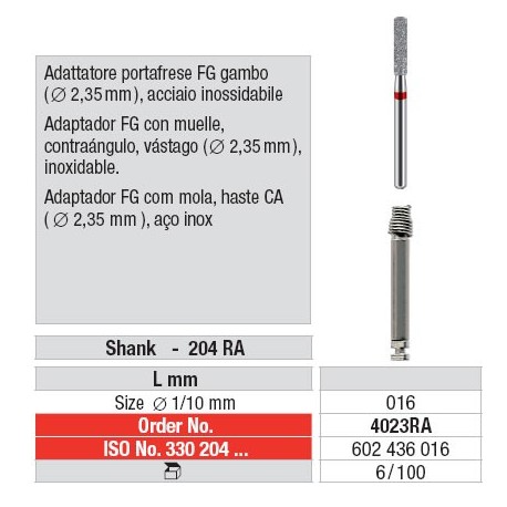 4023RA Adaptador FG para Contra-Ángulo 100 unid