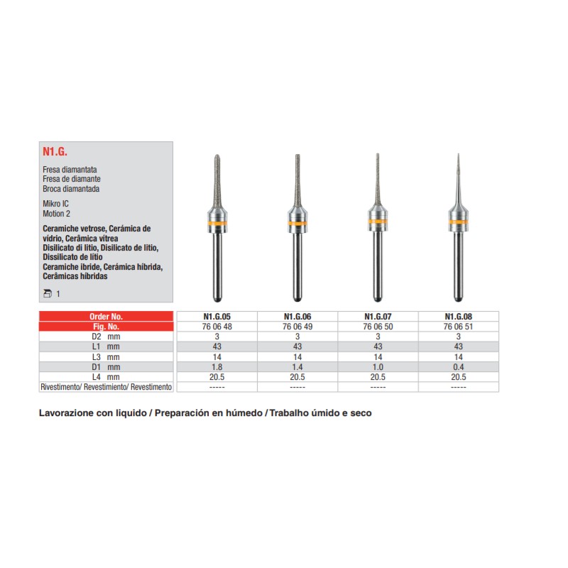 XANGTECH UP3D Frese In Tungsteno Per Ceramica E Disilicato Di Litio - 0.6/1.0/2.5mm - Foto 4